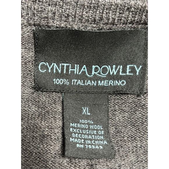 Cynthia Rowley 100% Merino Wool Button Up Cardigan Sweater Womens Size XL Brown - Picture 3 of 6